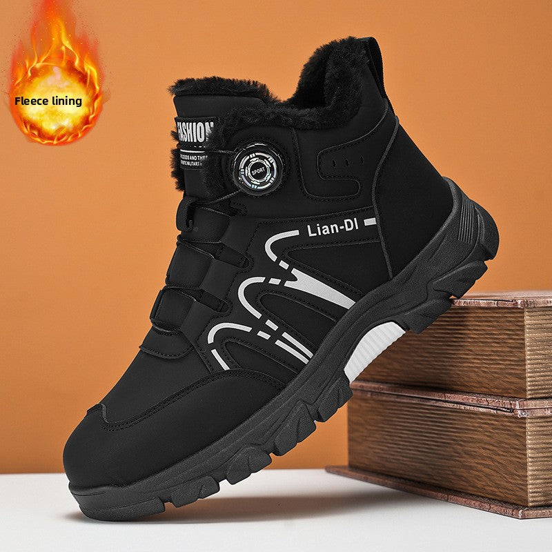 Chaussure hiver homme Orthopodys, marque exploitée par AIIBORI (SASU), montante noire fourrée avec serrage par molette.
