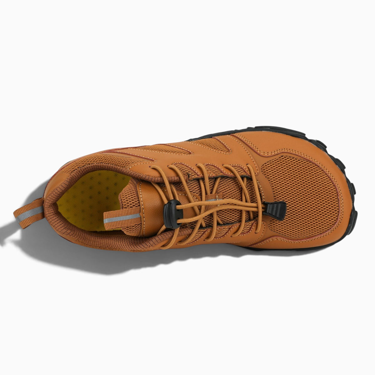 Chaussure de randonnée femme Orthopodys, marque exploitée par AIIBORI (SASU), en mesh marron avec laçage élastique.