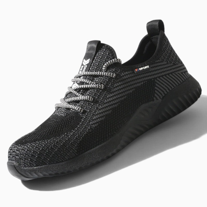 Chaussure de sécurité homme légère noire AERISAFE par Orthopodys, marque exploitée par AIIBORI (SASU), style basket.