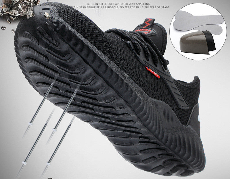 Chaussure de sécurité Orthopodys, marque exploitée par AIIBORI (SASU), noire, style basket avec semelle anti-perforation
