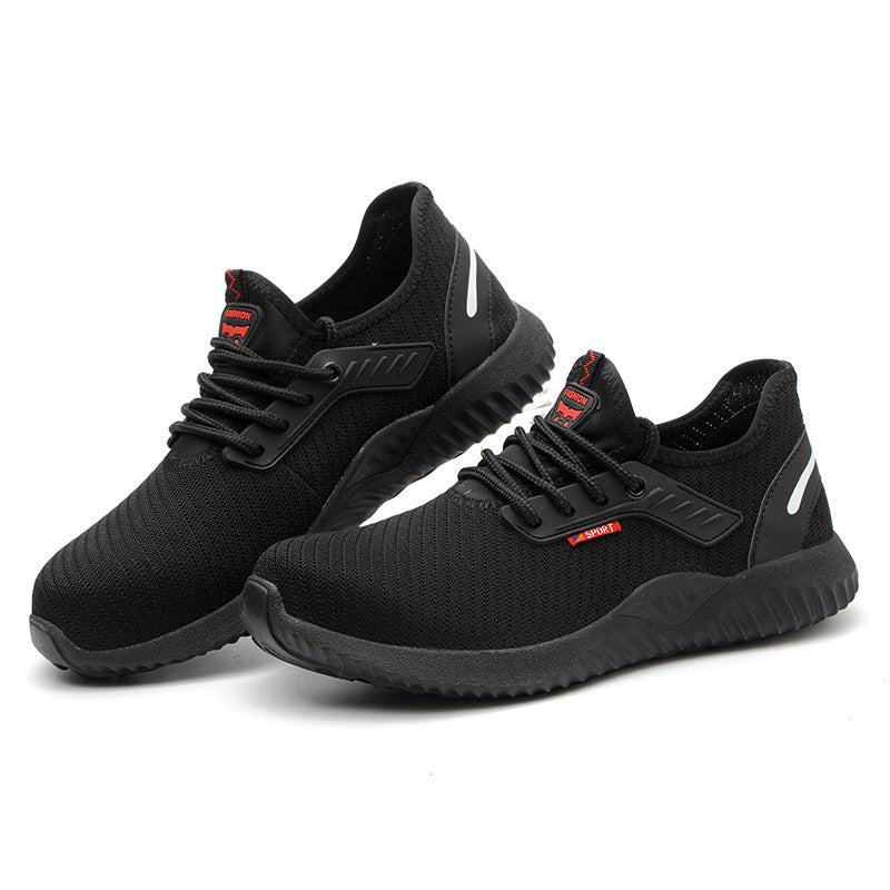 Chaussure de sécurité homme légère AERISAFE par Orthopodys, marque exploitée par AIIBORI (SASU), en maille noire.
