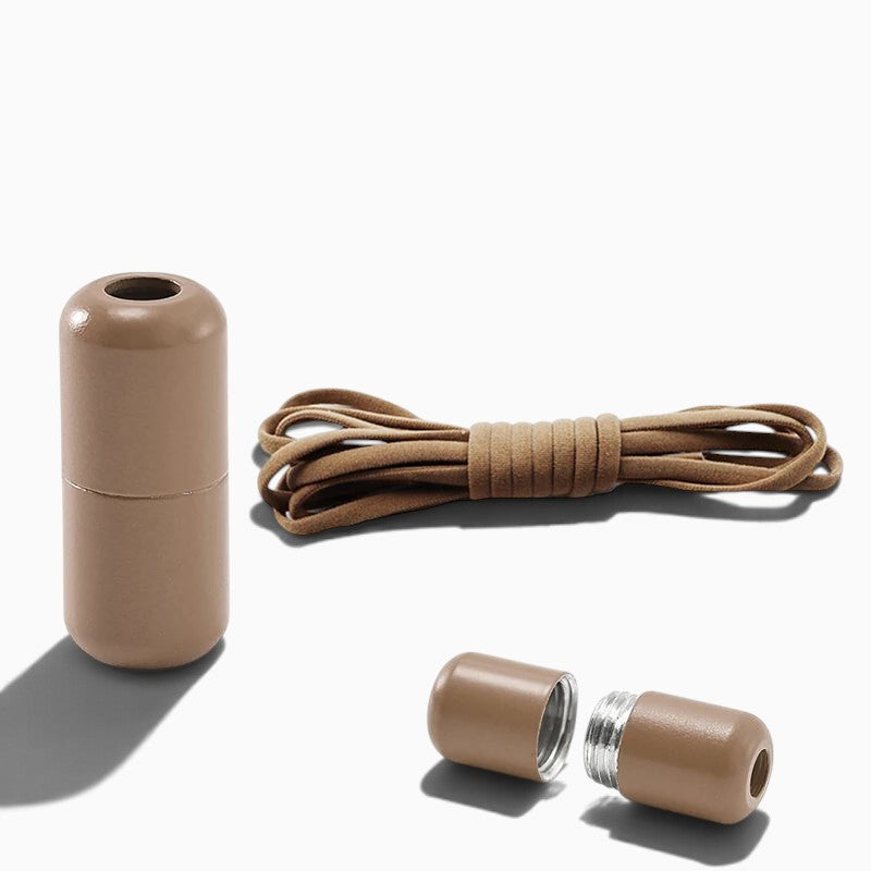 Lacet élastique plat beige Orthopodys, marque exploitée par AIIBORI (SASU) avec fermoir métallique à vis assorti