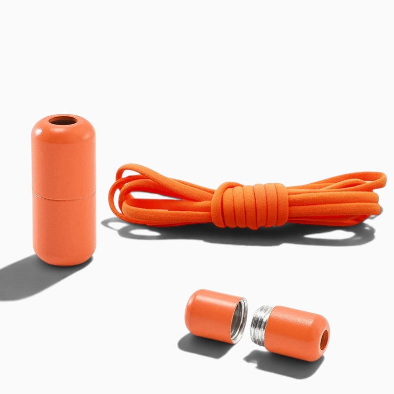 Lacet élastique orange plat LACÉO™ par Orthopodys, marque exploitée par AIIBORI (SASU) avec fermoir métallique