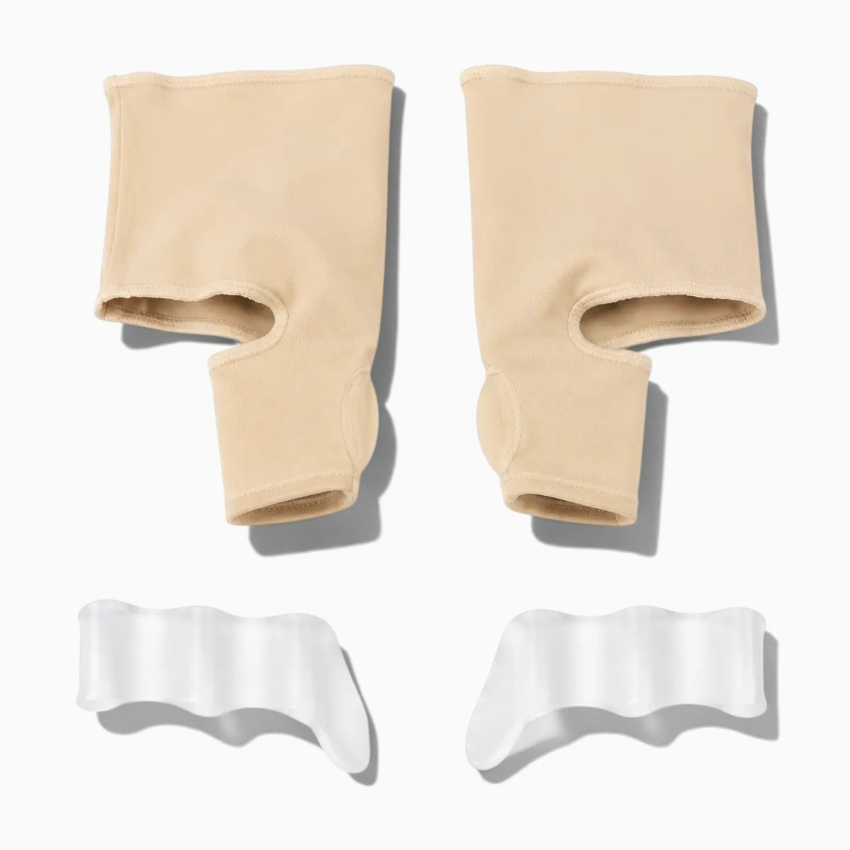 Protection hallux valgus Orthopodys, marque exploitée par AIIBORI (SASU) en Lycra beige avec séparateur d'orteil en gel