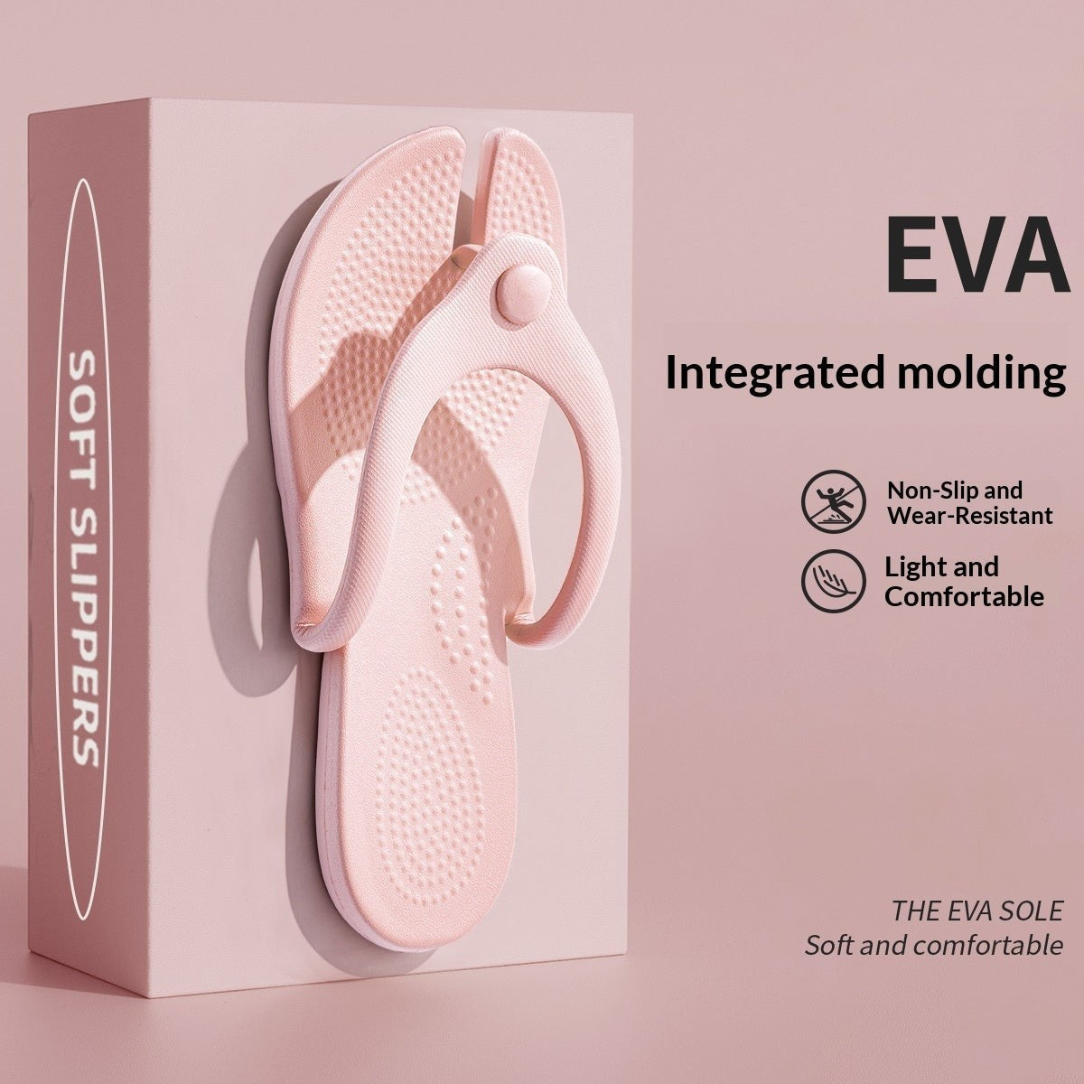 Tong pliable rose NOMADYS par Orthopodys en EVA souple, idéale pour le voyage, la plage ou la piscine.
