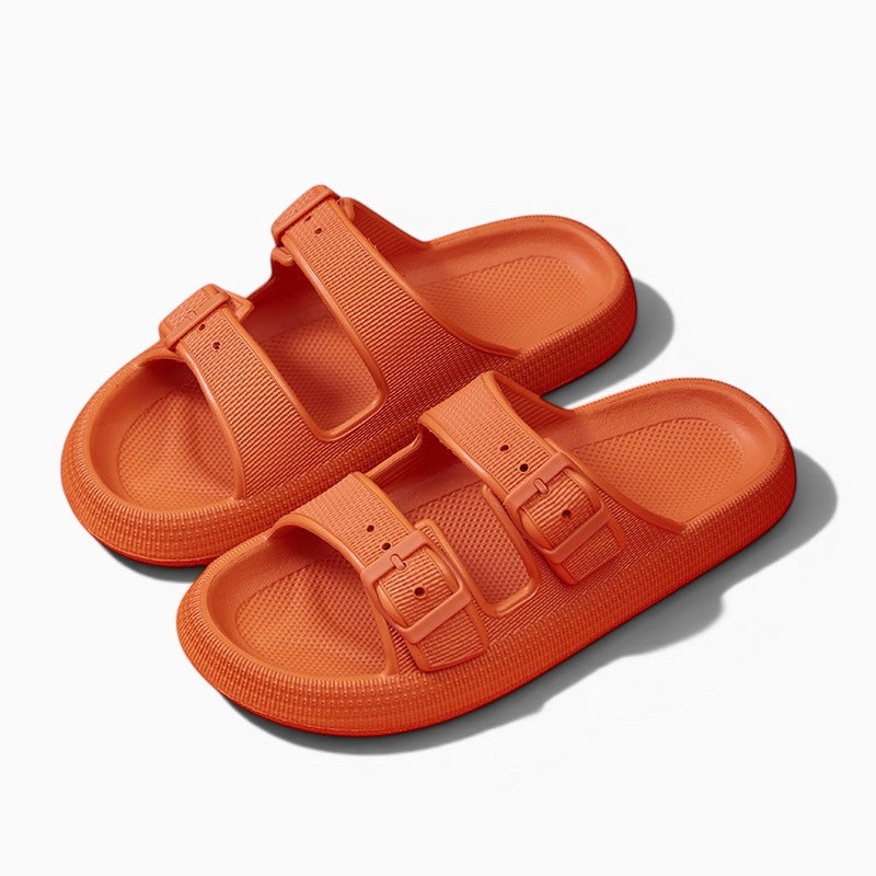 Mules Orthopodys NELYA orange à double bride réglable et semelle plateforme épaisse pour un confort estival optimal