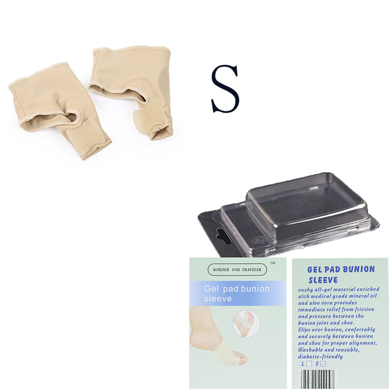 Protection hallux valgus Orthopodys en Lycra beige avec coussinet en gel et séparateur d'orteil souple