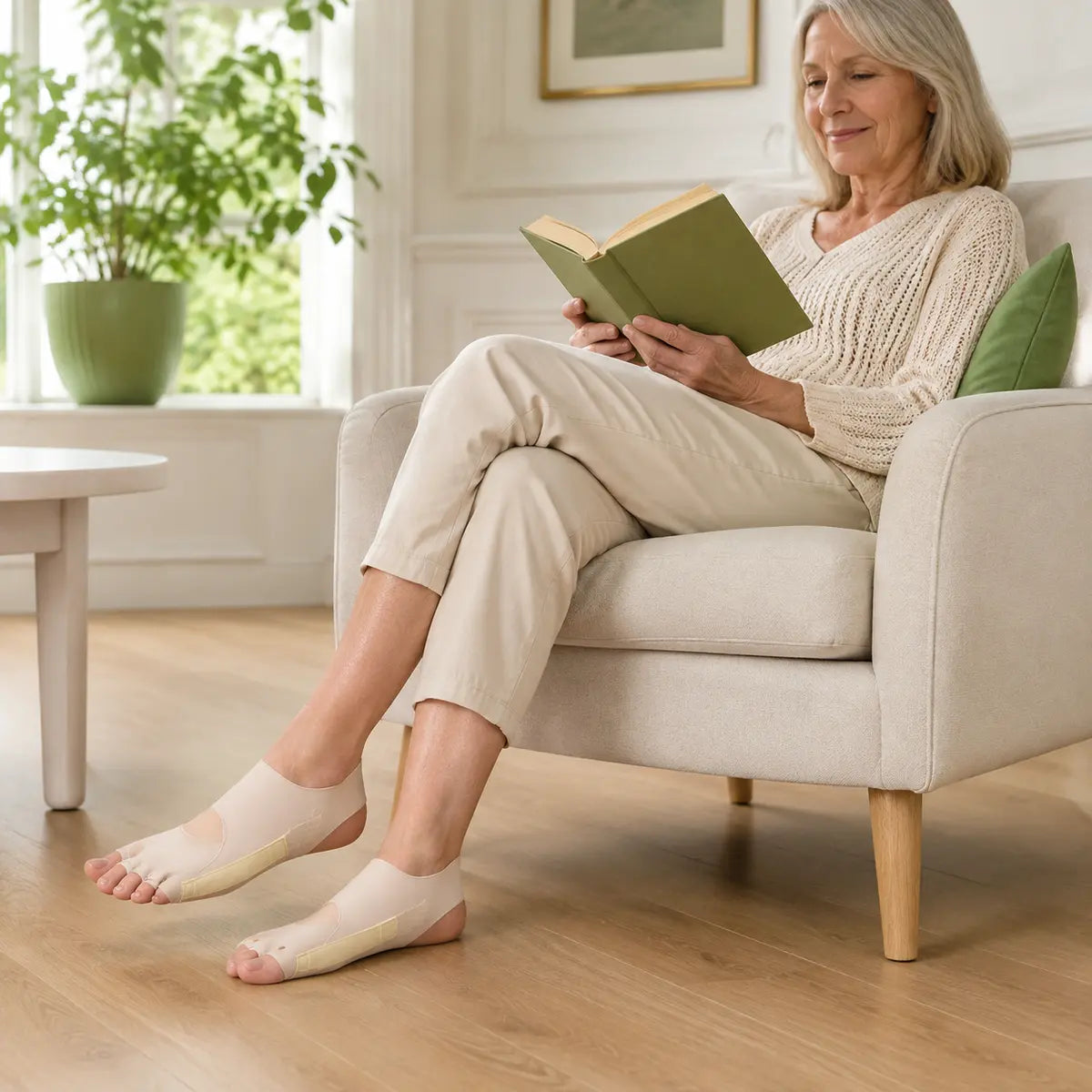 Femme portant une paire de chaussettes hallux valgus SOUVELIA au quotidien Image